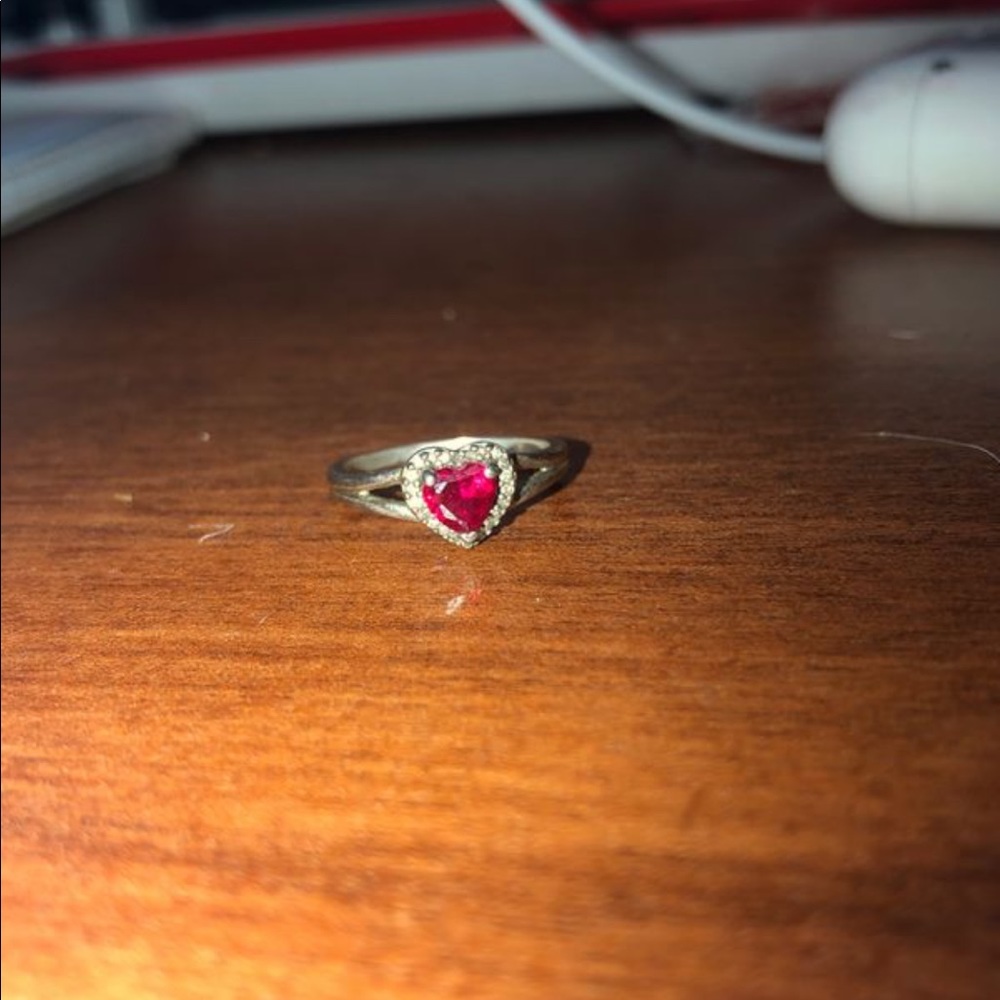 Lab Created Ruby And Diamond Heart Shaped Ring - image 2